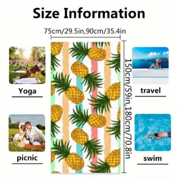 ● NWT Pineaple Microfiber Pool Sandproof Beach Towel - Picture 9 of 11